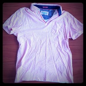 Ted Baker Pink/White Pattern Polo Shirt w/Pocket
